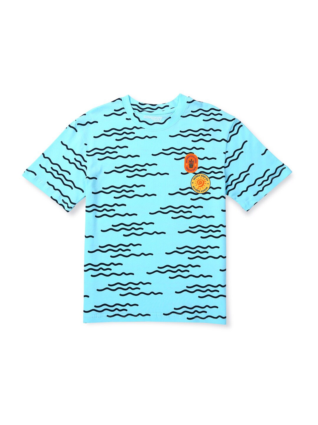 

Gini and Jony Boys Conversational Printed Round Neck Cotton T-shirt, Blue