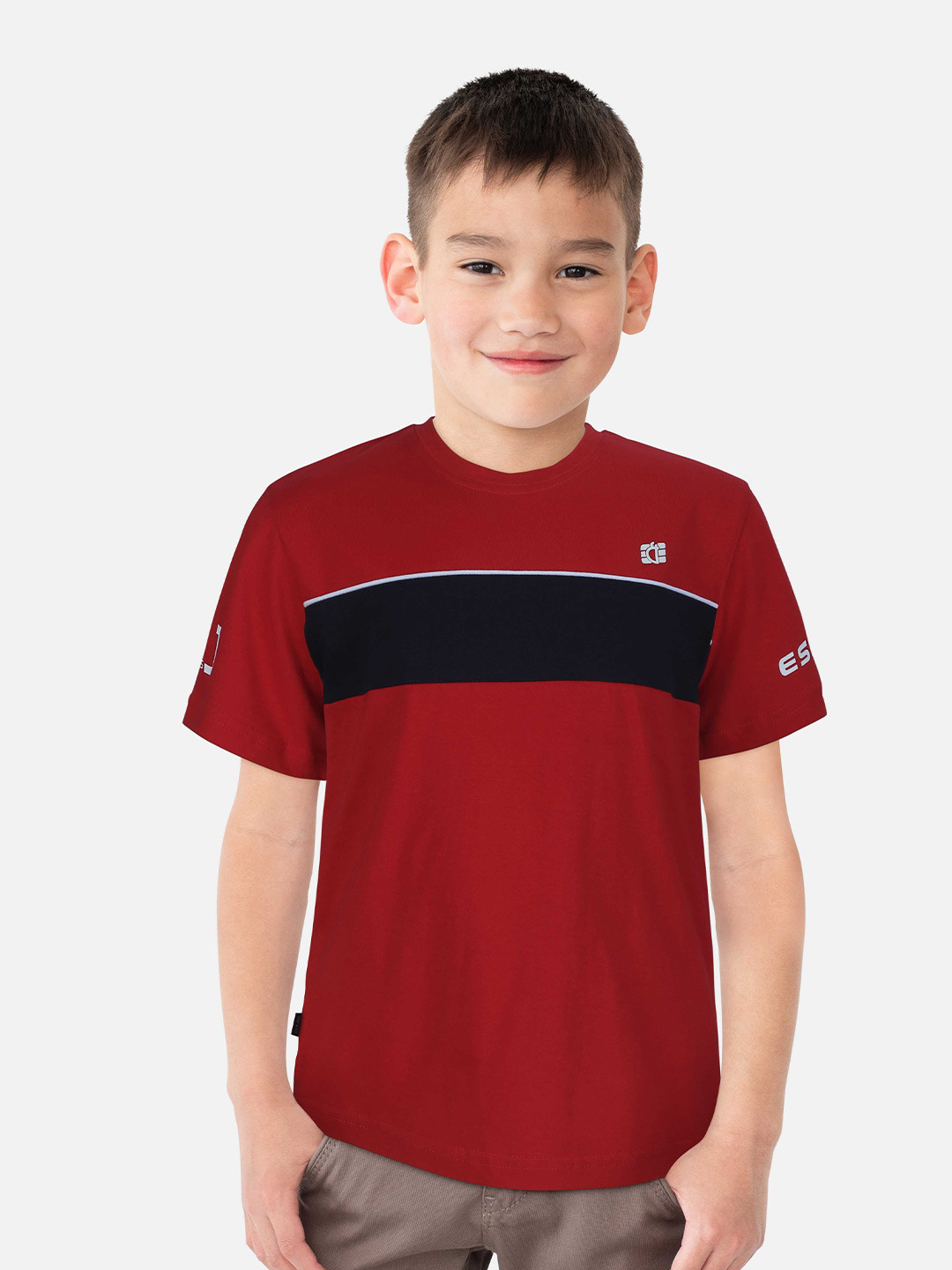 

Gini and Jony Boys Colourblocked Cotton T-shirt, Red