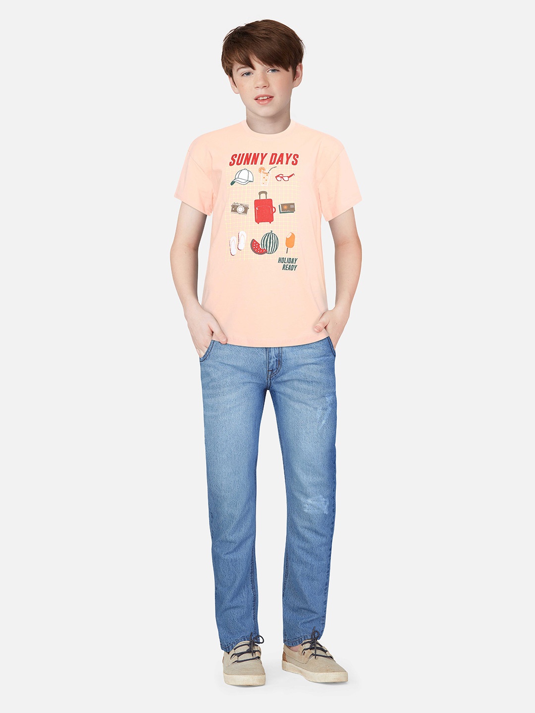 

Gini and Jony Boys Graphic Printed Cotton Casual T-Shirt, Pink