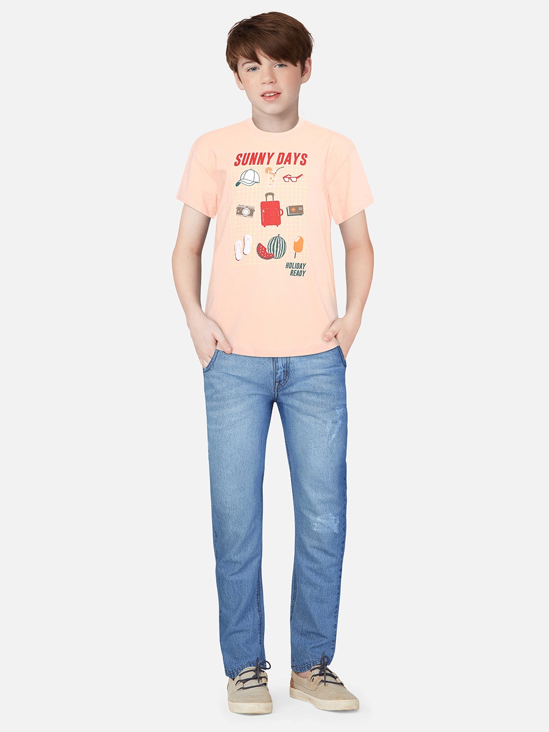 

Gini and Jony Boys Graphic Printed Cotton Casual T-Shirt, Pink