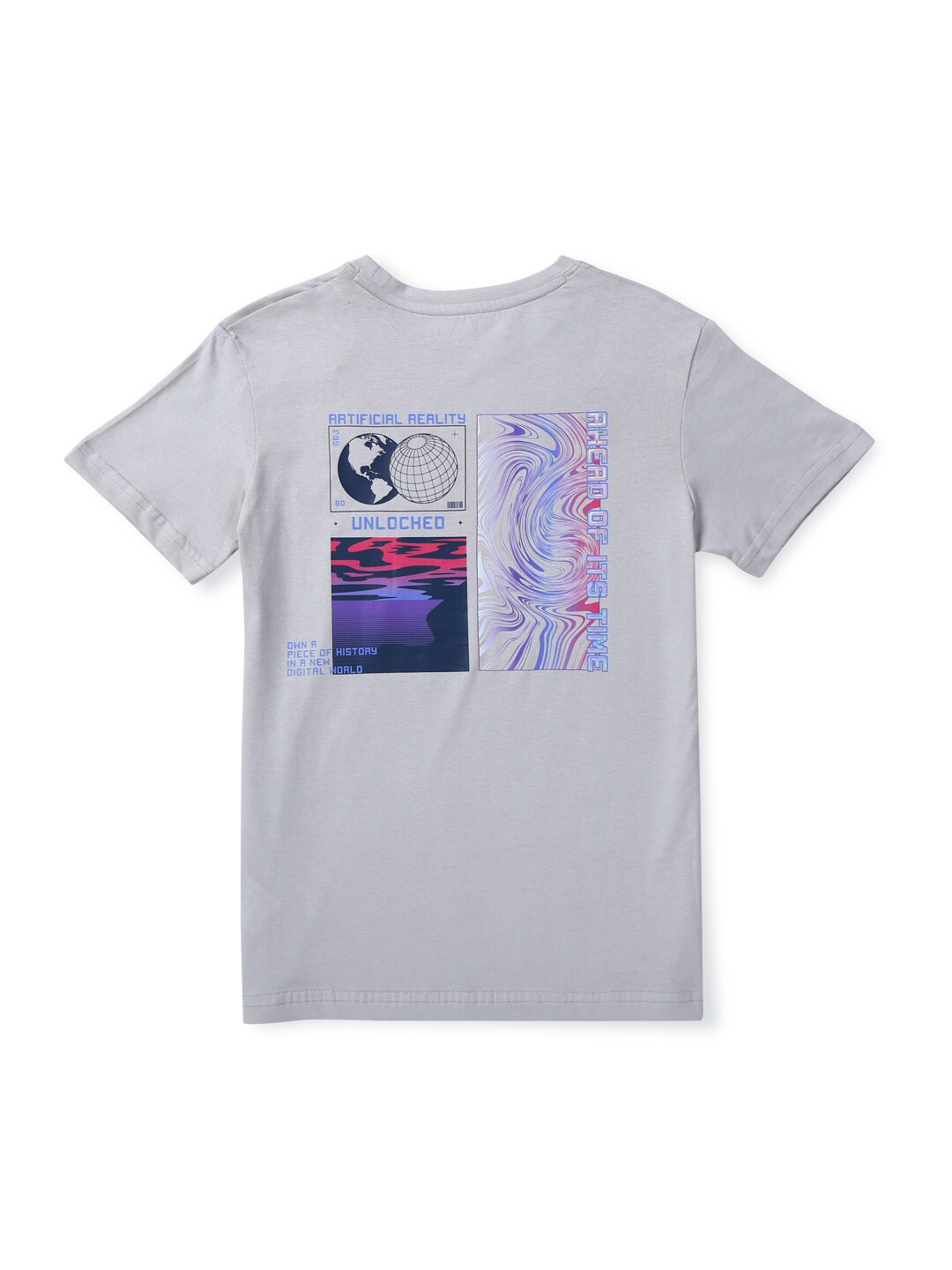 

Gini and Jony Boys Graphic Printed Cotton T-shirt, Grey