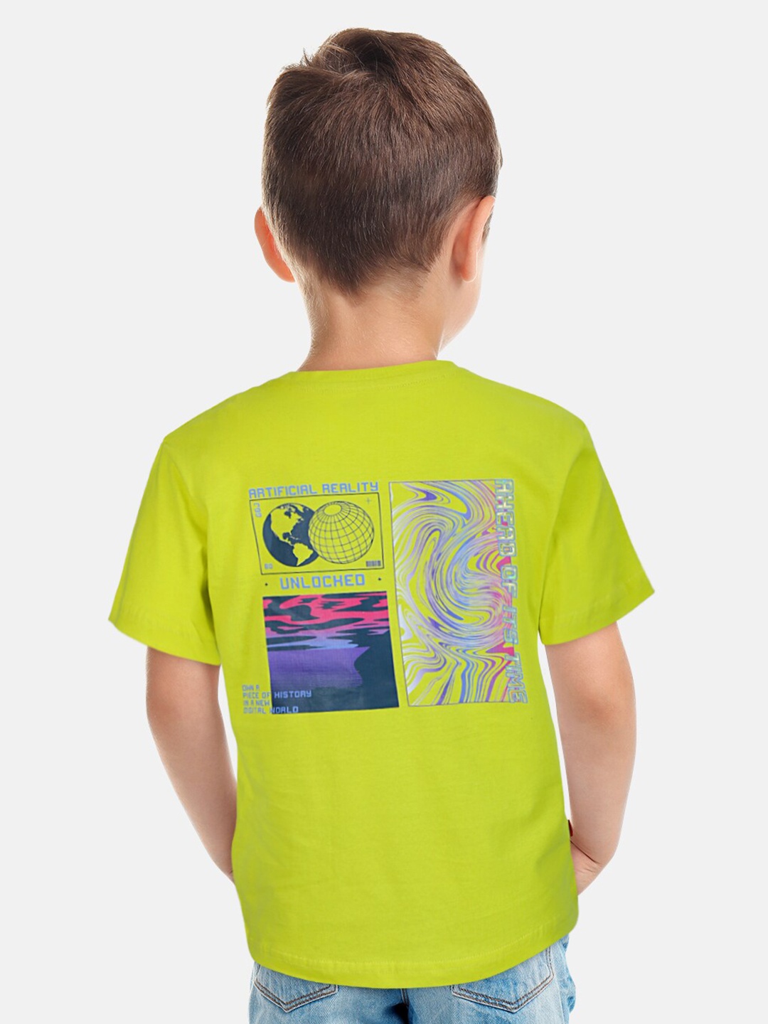 

Gini and Jony Infant Boys Graphic Printed Casual Cotton T-shirt, Lime green