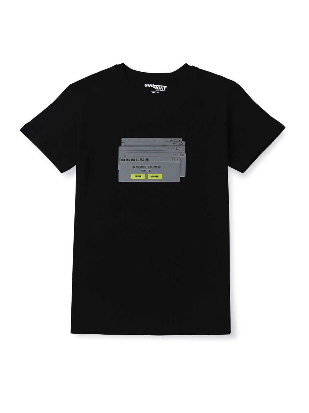 

Gini and Jony Boys Conversational Printed Cotton Casual T-Shirt, Black