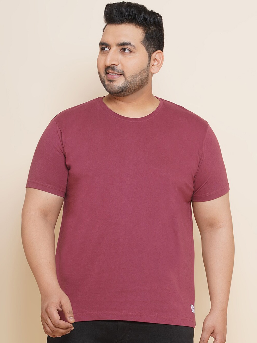 

John Pride Plus Size Polo Collar Cotton T-shirt, Maroon