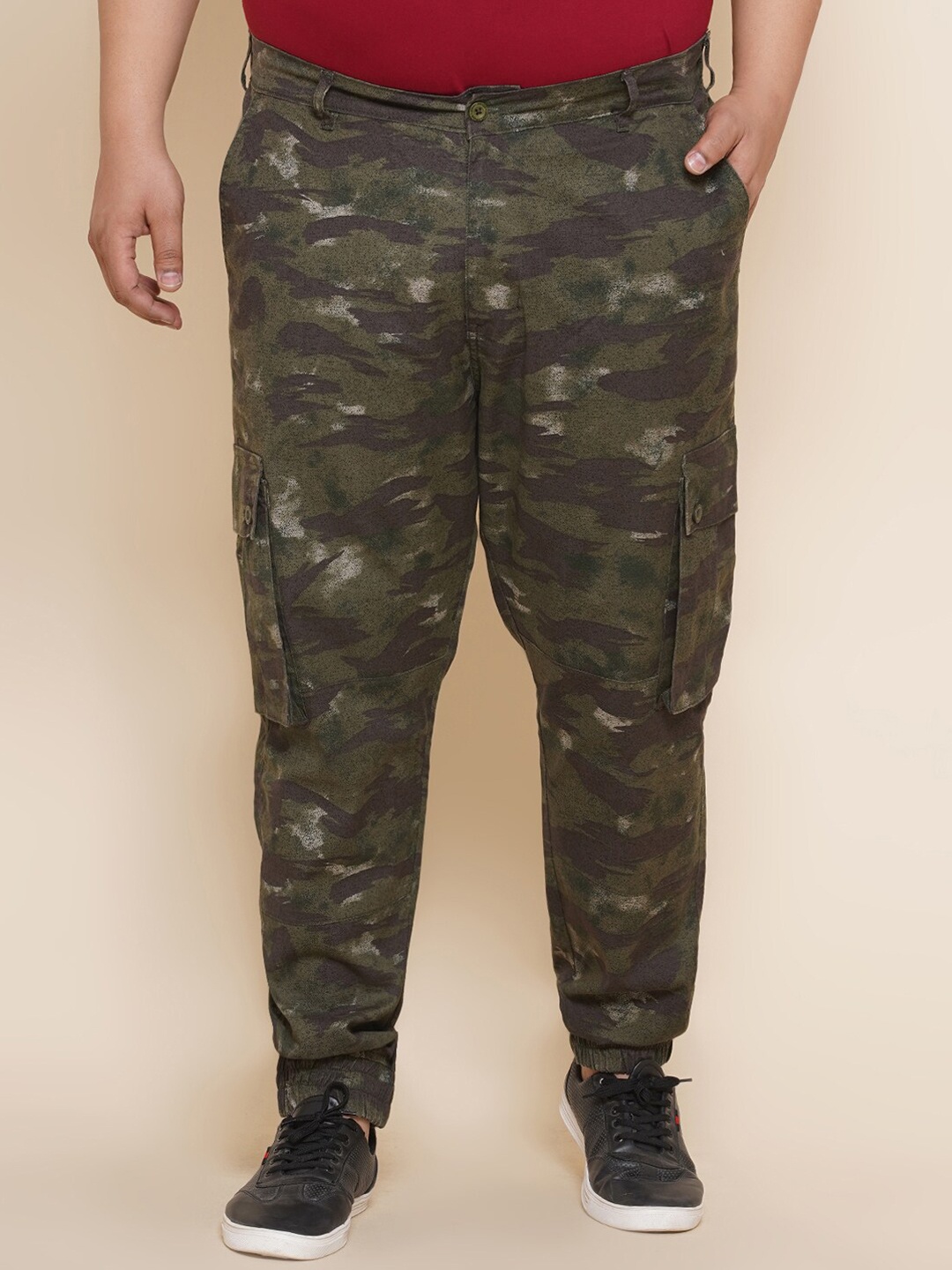 

John Pride Men Plus Size Camouflage Printed Easy Wash Joggers, Olive