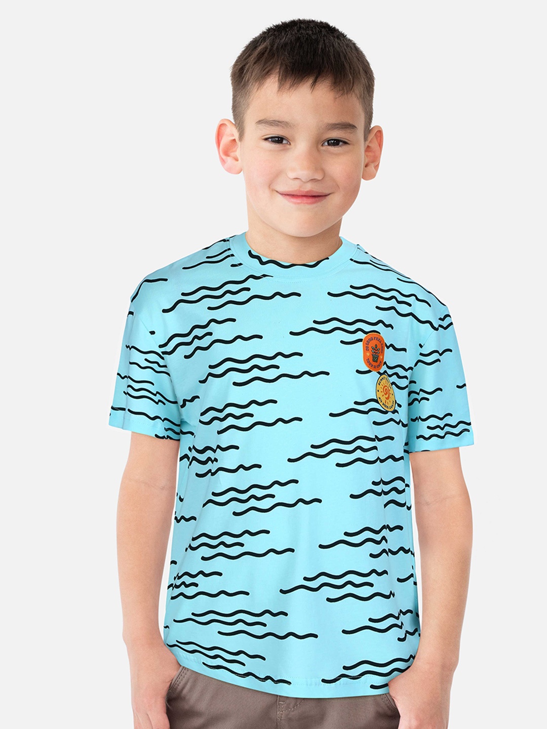 

Gini and Jony Boys Abstract Printed Cotton T-shirt, Blue