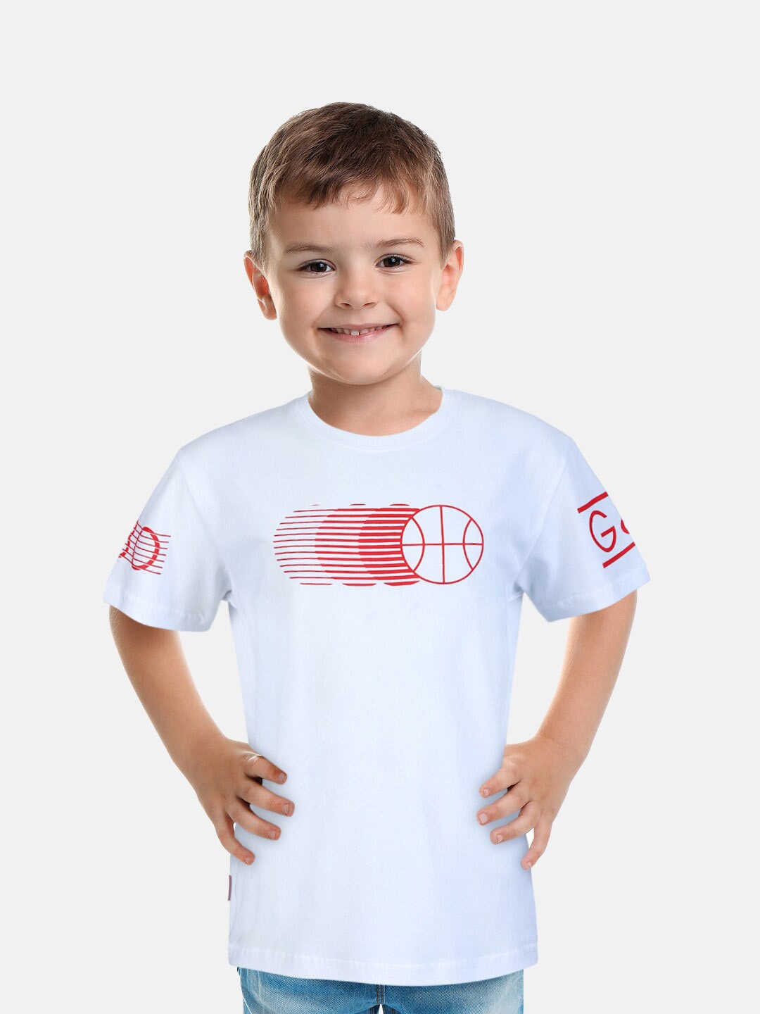 

Gini and Jony Boys Graphic Printed Round Neck Cotton T-shirt, White