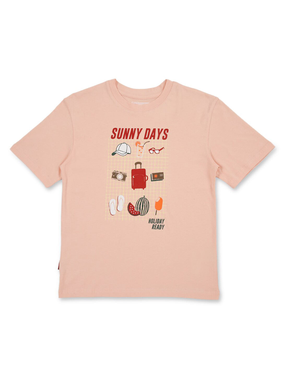 

Gini and Jony Boys Conversational Printed Round Neck Cotton T-shirt, Pink