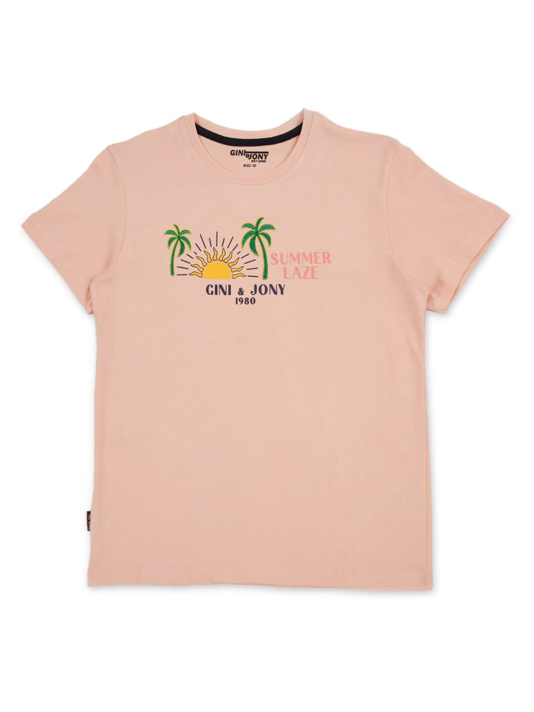 

Gini and Jony Boys Graphic Printed Round Neck Cotton T-shirt, Pink