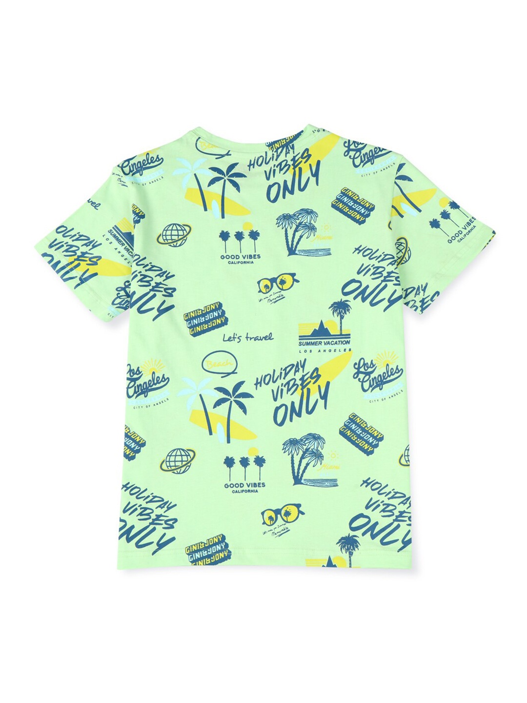 

Gini and Jony Boys Typography Printed Round Neck Cotton T-shirt, Green