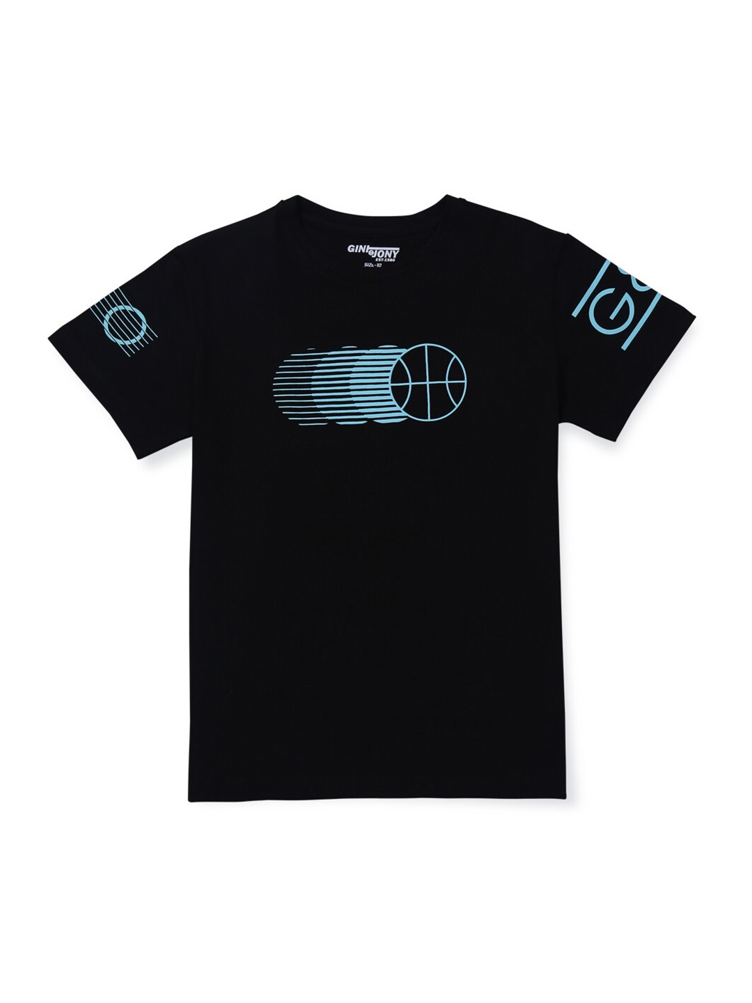 

Gini and Jony Boys Graphic Printed Round Neck Cotton T-shirt, Black