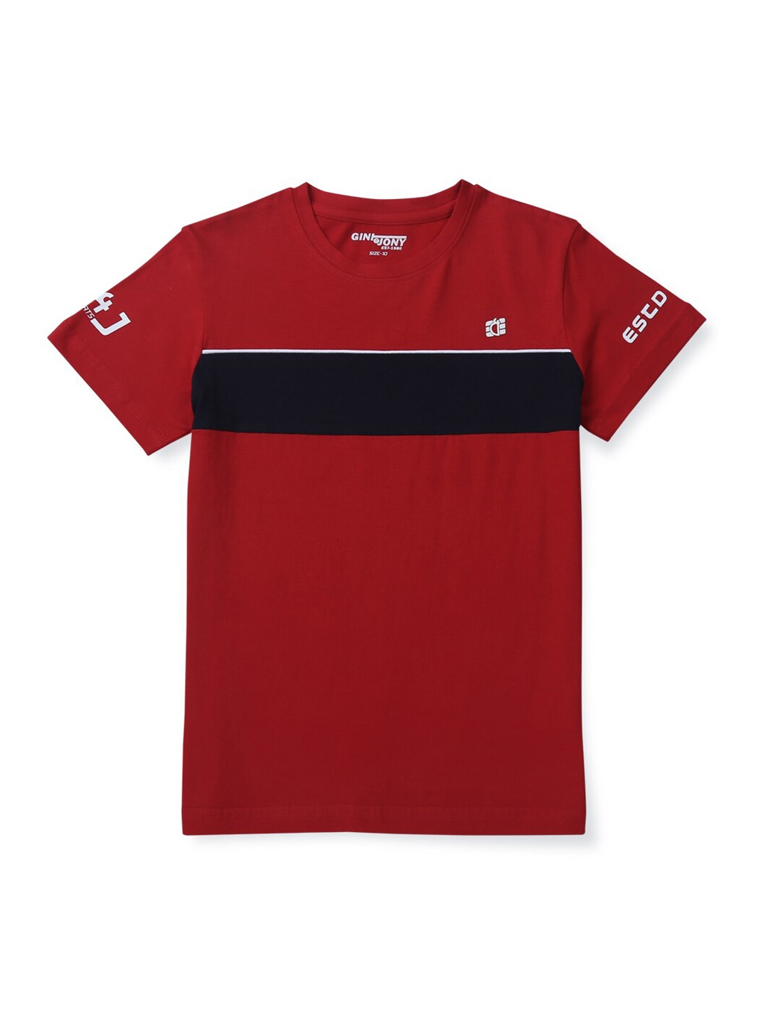 

Gini and Jony Boys Colourblocked Cotton T-shirt, Red