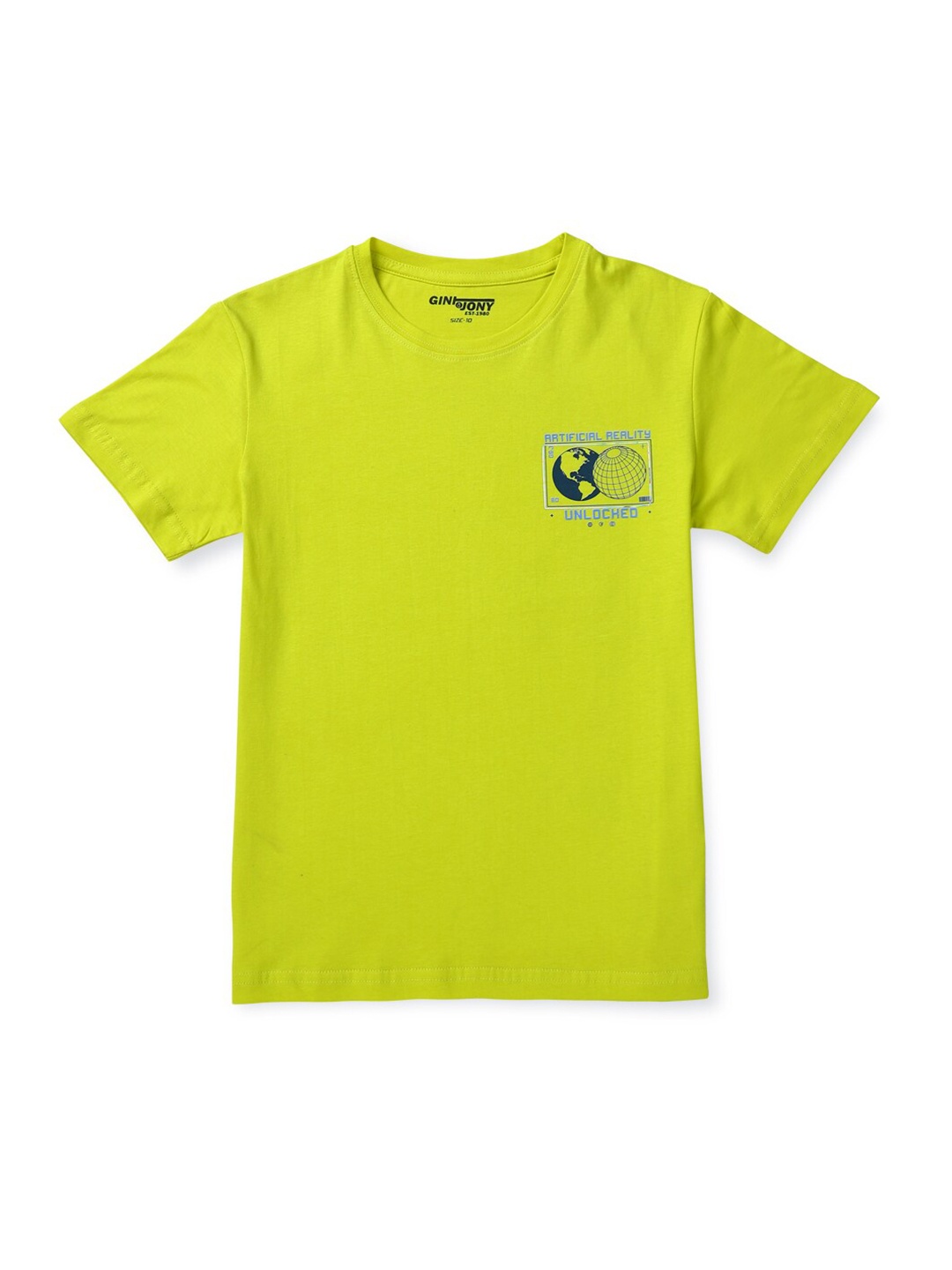 

Gini and Jony Boys Graphic Printed Cotton Casual T-Shirt, Lime green