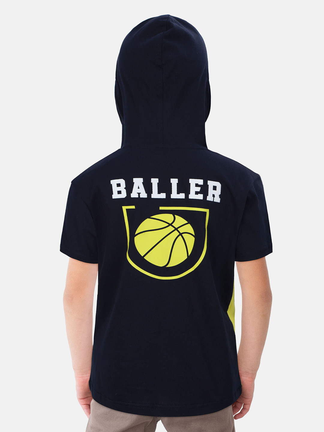 

Gini and Jony Boys Colourblocked Hooded Cotton T-shirt, Green