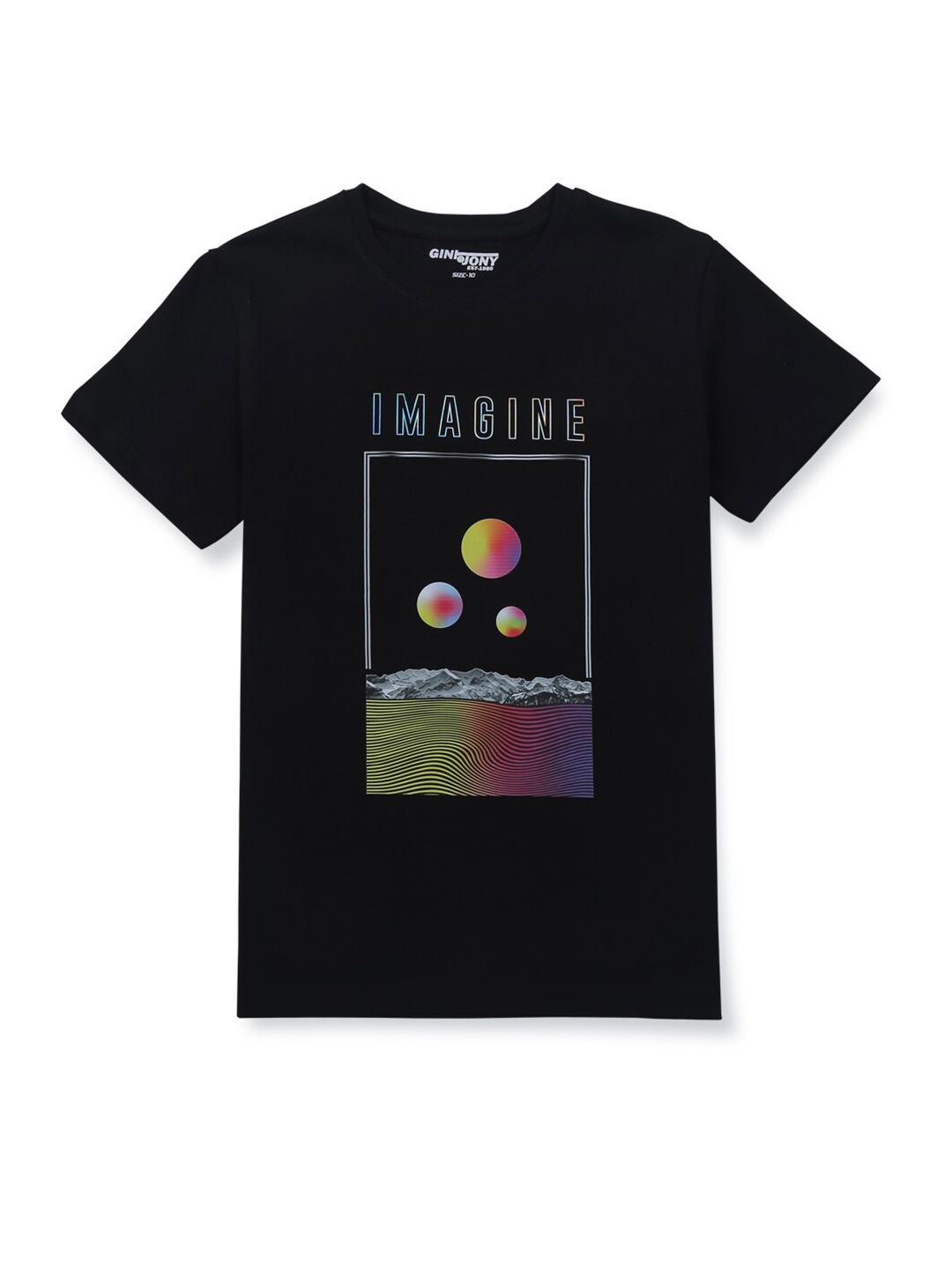 

Gini and Jony Boys Graphic Printed Cotton T-shirt, Black