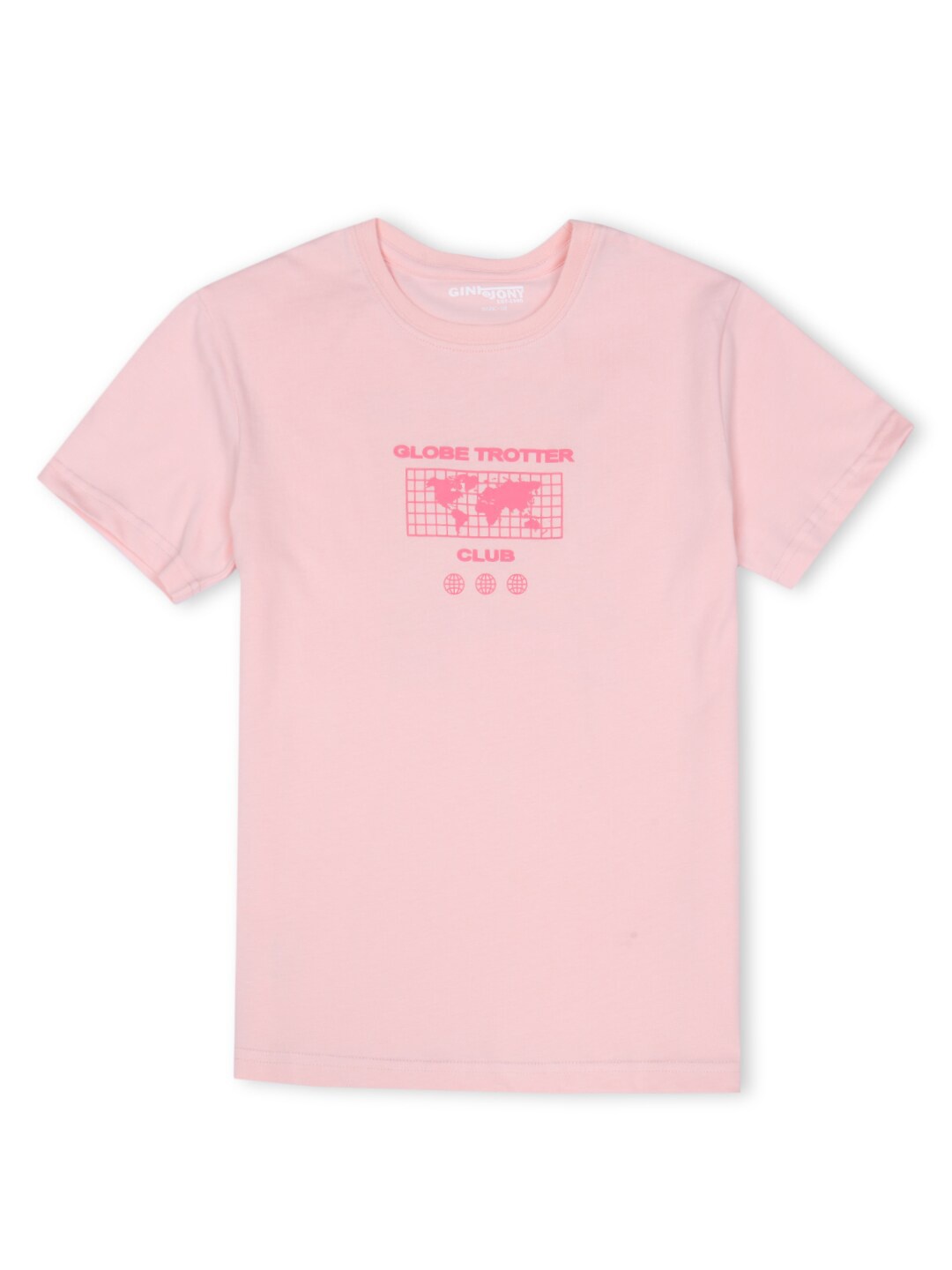 

Gini and Jony Boys Typography Printed Round Neck Cotton T-shirt, Pink