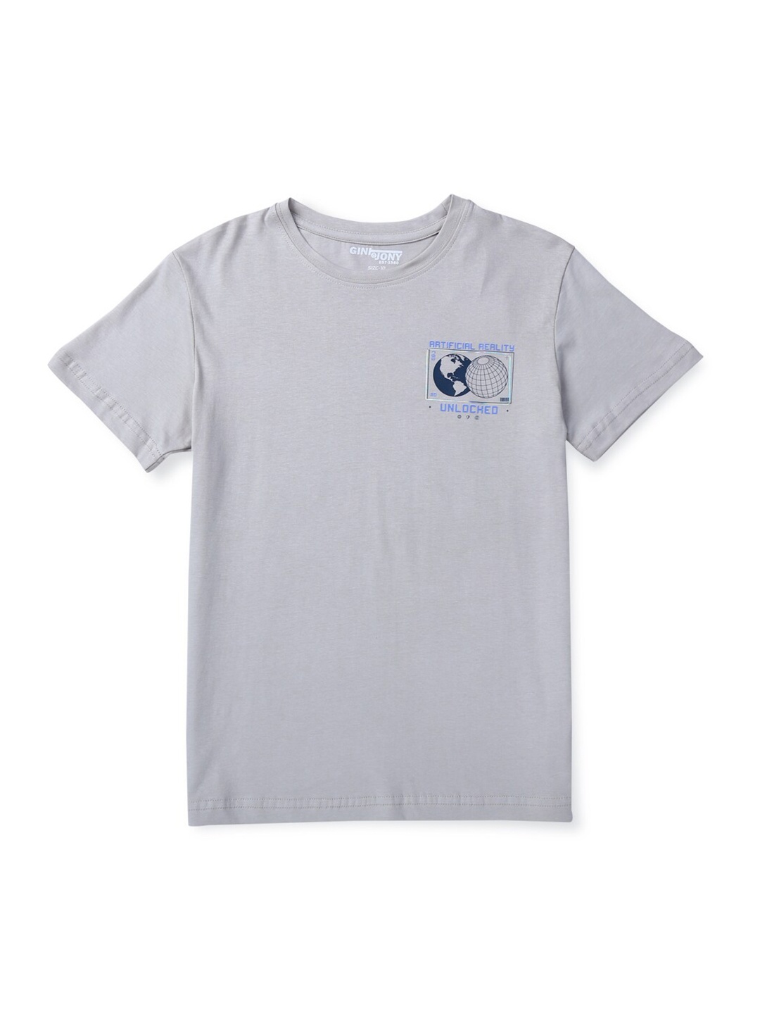 

Gini and Jony Boys Graphic Printed Round Neck Cotton T-shirt, Grey