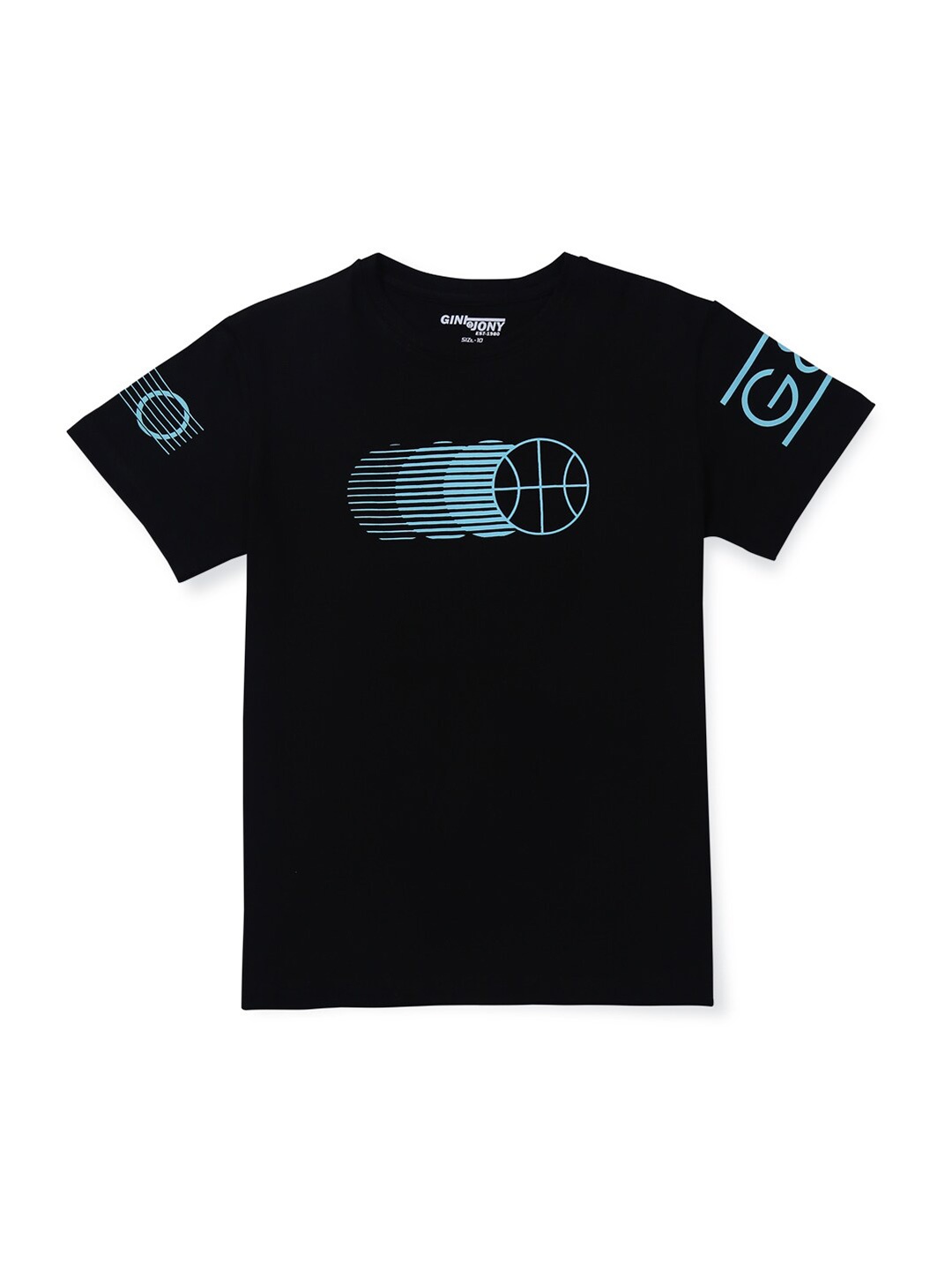 

Gini and Jony Boys Graphic Printed Cotton T-Shirt, Black