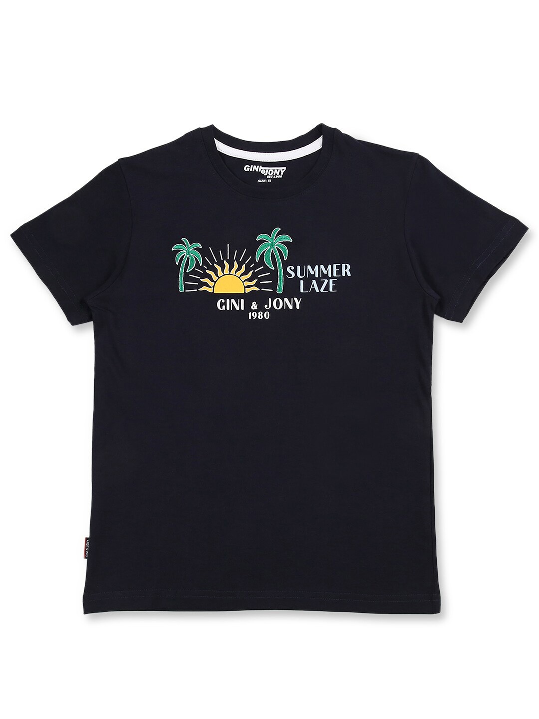 

Gini and Jony Boys Graphic Printed Round Neck Cotton T-shirt, Black