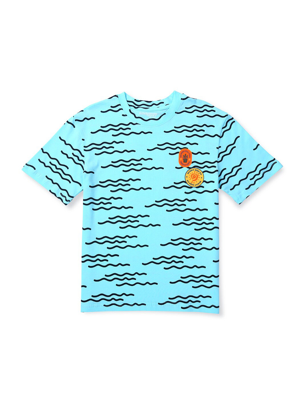 

Gini and Jony Boys Abstract Printed Round Neck Cotton T-shirt, Blue