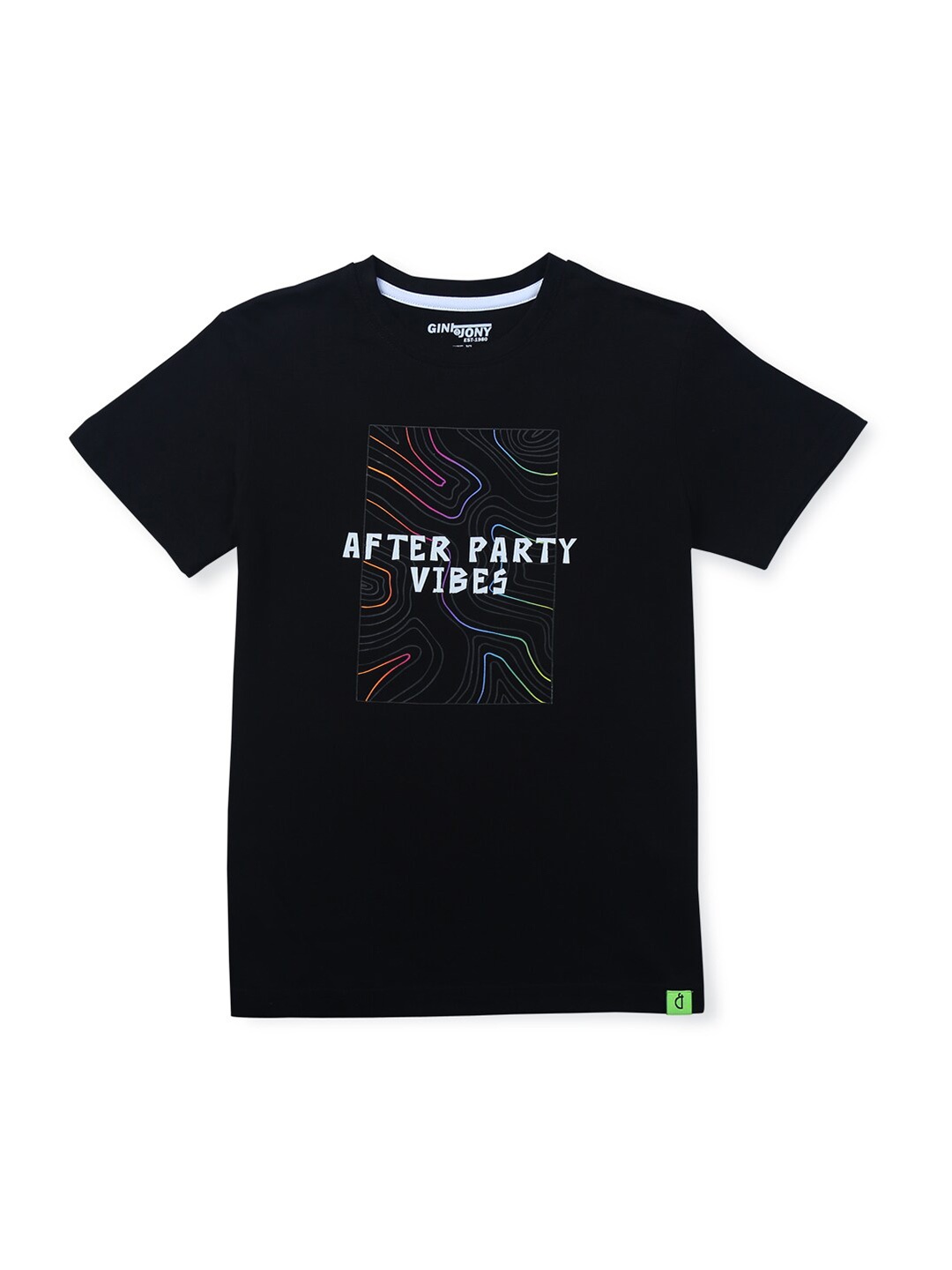 

Gini and Jony Boys Typography Printed Cotton Casual T-Shirt, Black