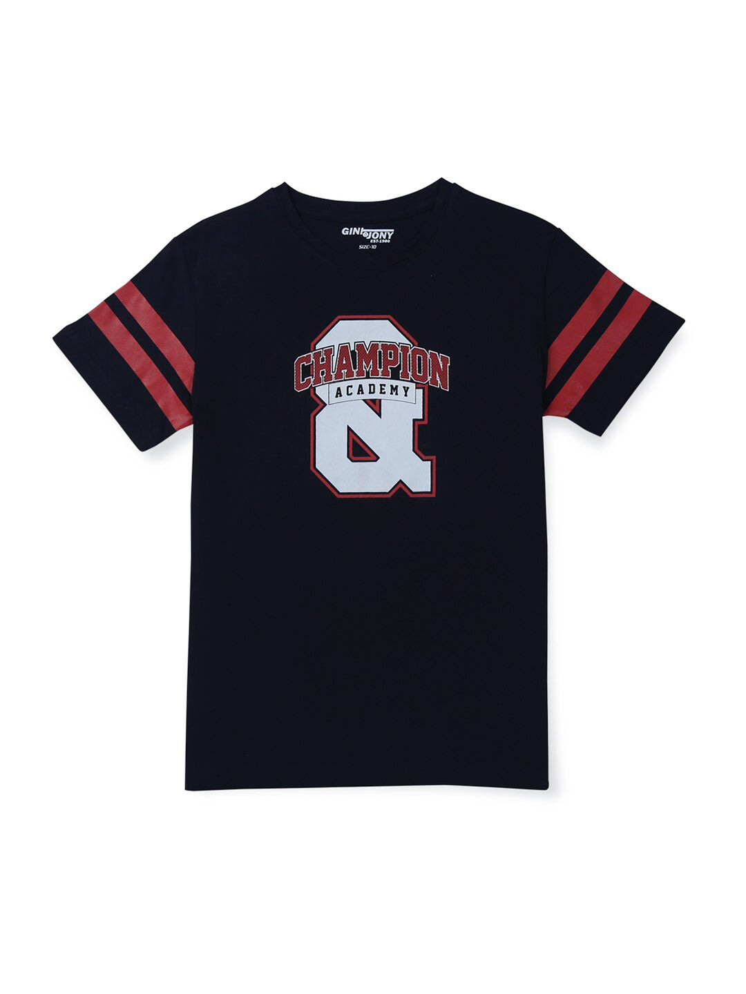 

Gini and Jony Boys Typography Printed Cotton T-shirt, Black