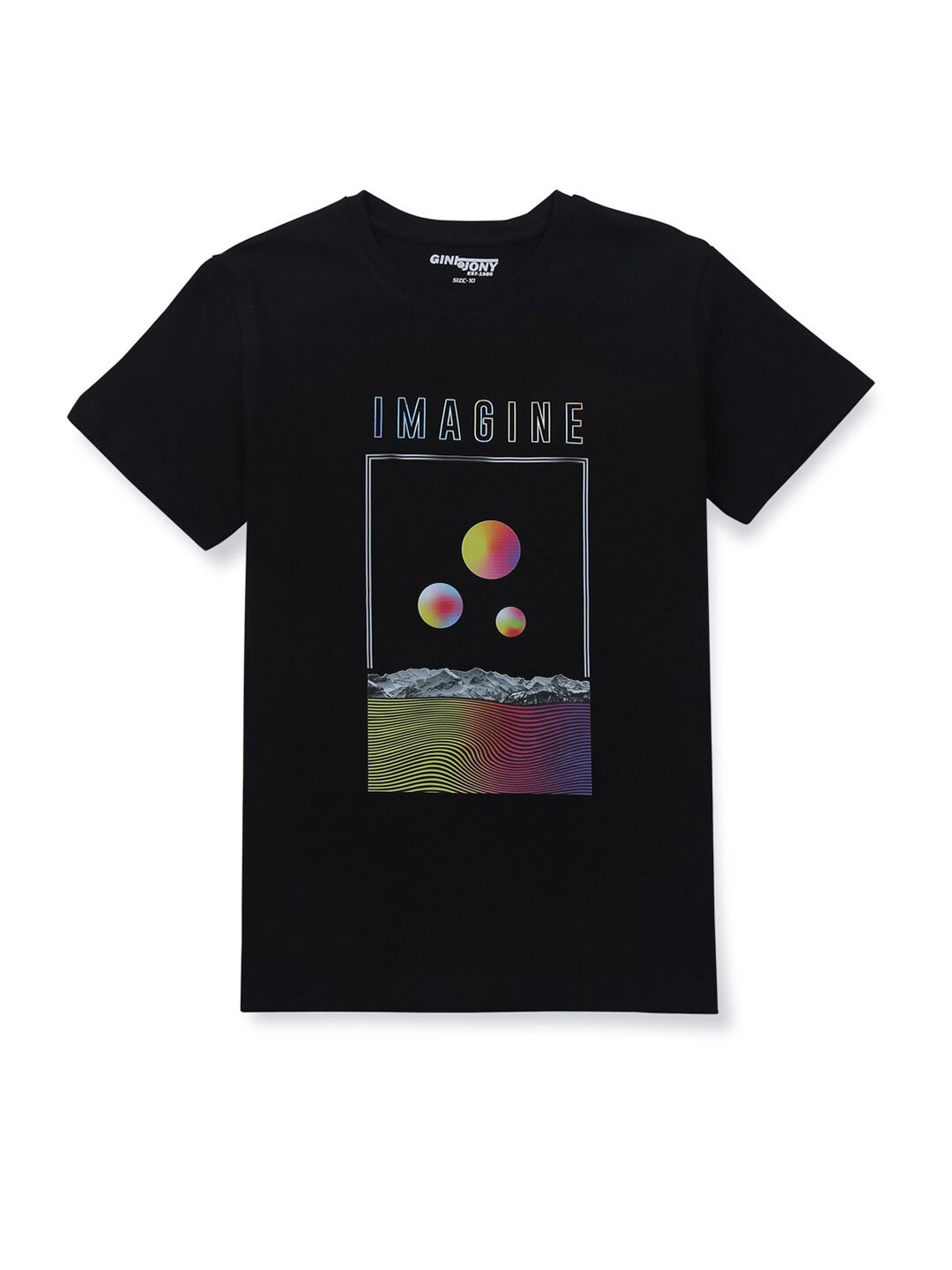 

Gini and Jony Infant Graphic Printed Cotton T-shirt, Black