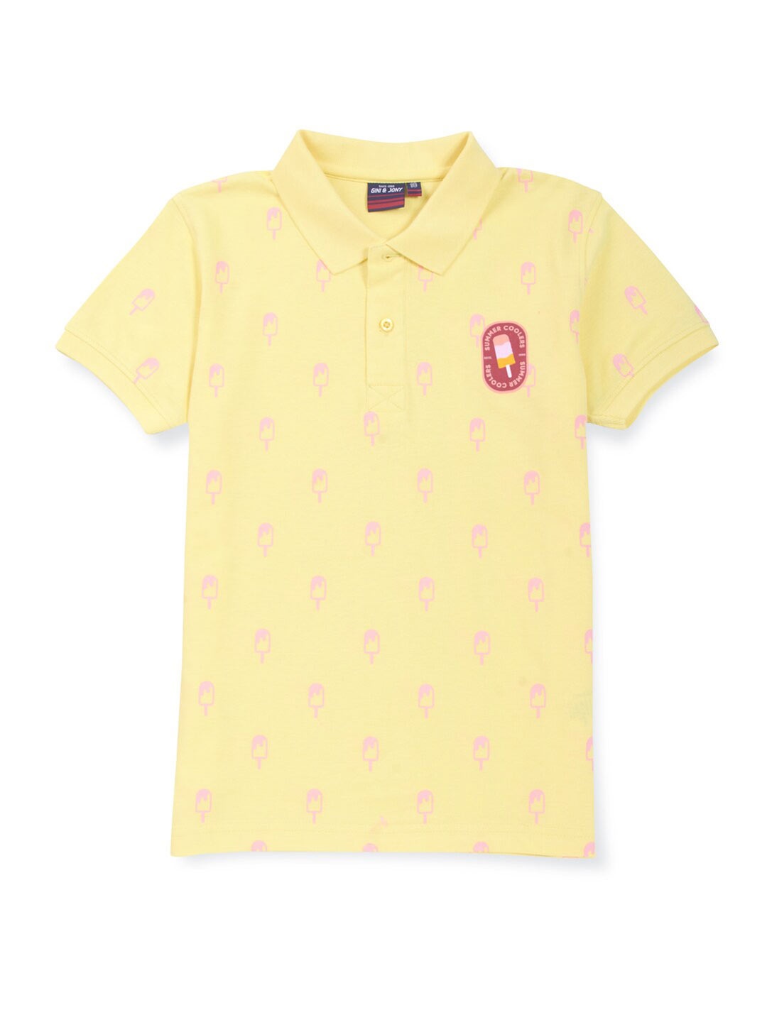 

Gini and Jony Boys Conversational Printed Polo Collar Cotton T-shirt, Yellow