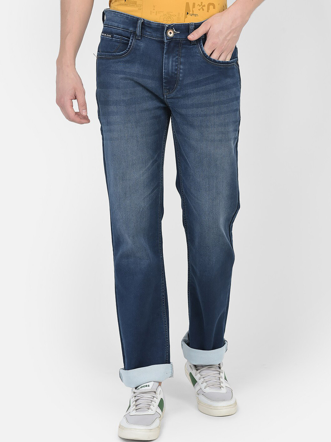 

Crimsoune Club Men Mid-Rise Straight Fit Light Fade Stretchable Jeans, Blue