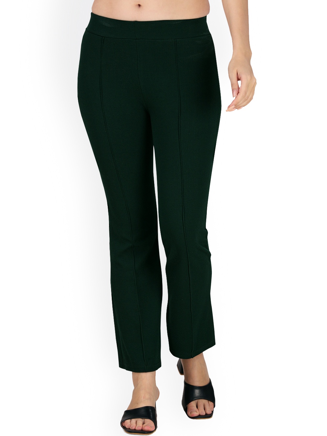 

Ambuja International Women Mid-Rise Regular Fit Trousers, Green