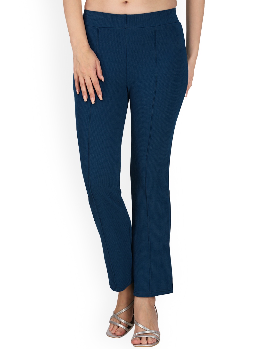 

Ambuja International Women Mid-Rise Regular Fit Trousers, Teal