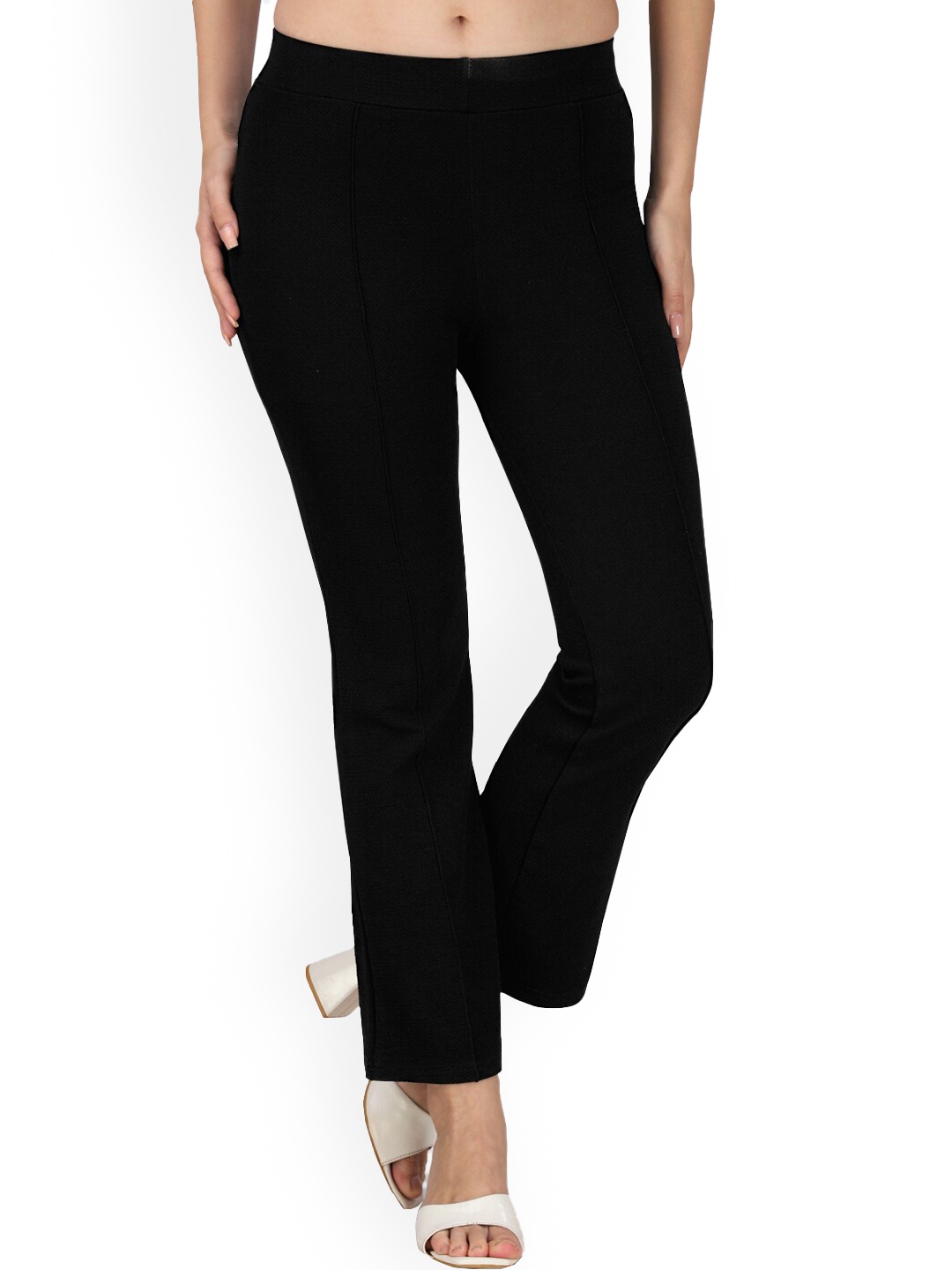 

Ambuja International Women Mid-Rise Regular Fit Trousers, Black