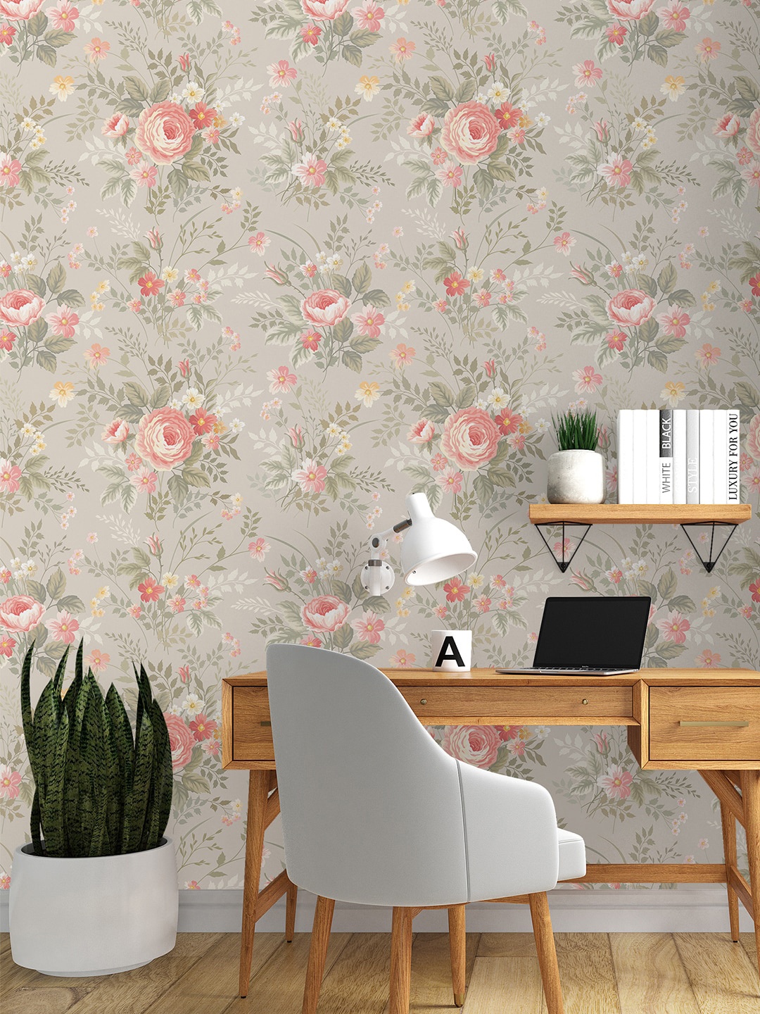 

PAPER PLANE DESIGN Pink & Grey Floral Printed Wallpaper