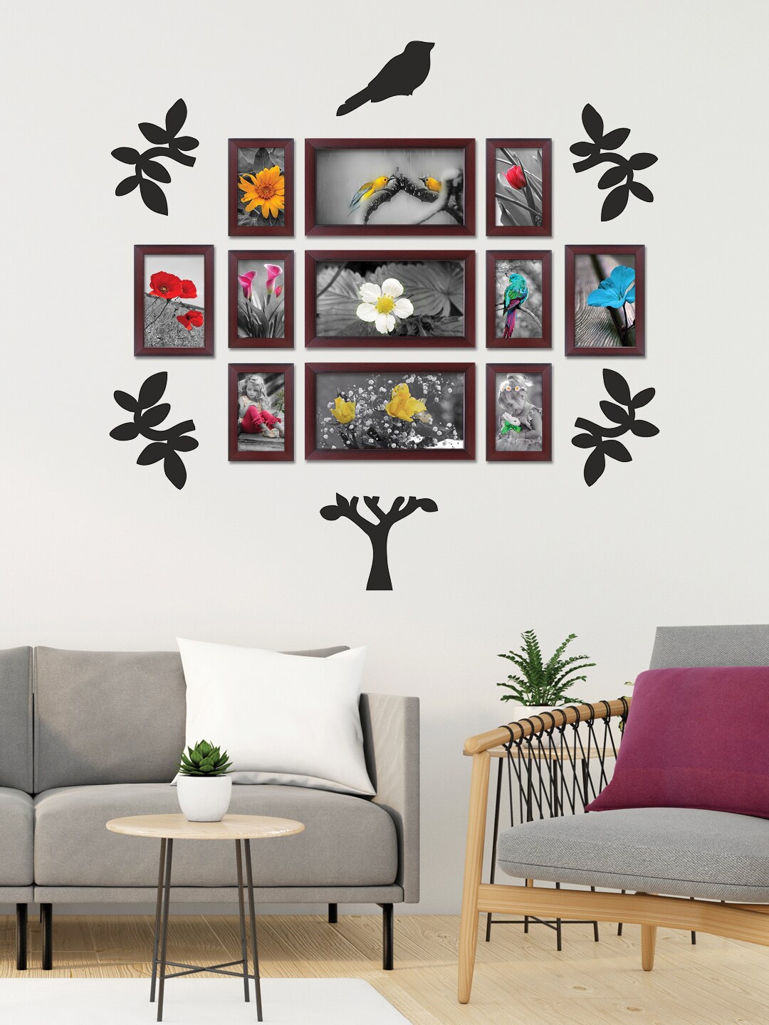 

RANDOM Brown 11 Pieces Photo Frames With Plaque