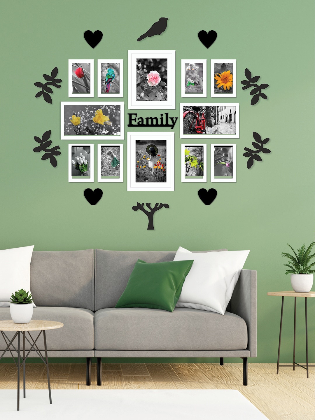 

RANDOM Black 12 Pieces Photo Frames With Plaque, White
