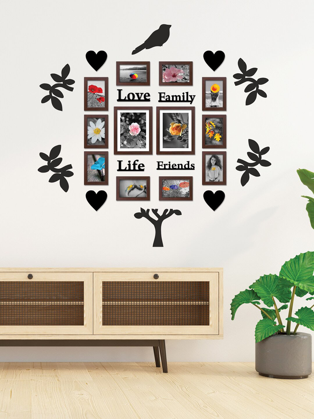 

RANDOM Brown 12 Pieces Photo Frames With Plaque