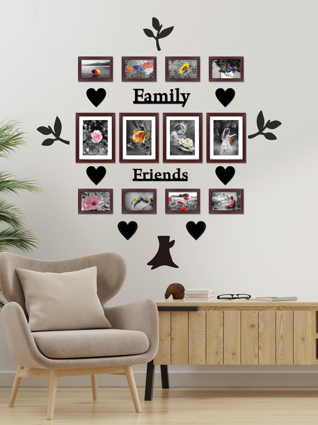 

RANDOM 12-Pcs Brown Photo Frames With Plaque