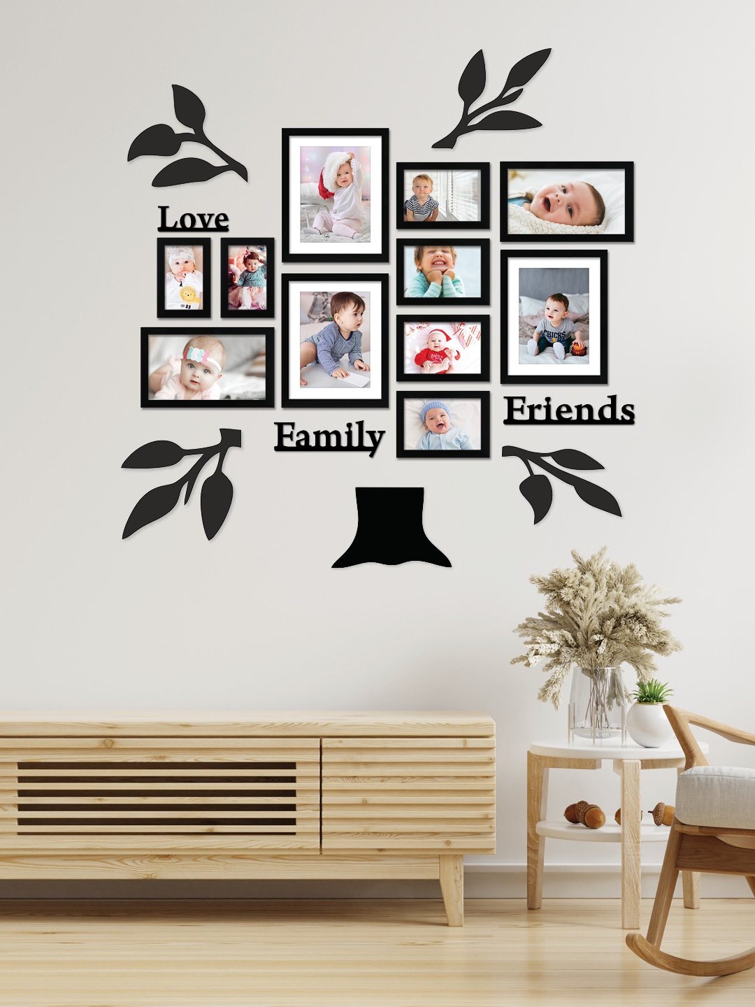 

RANDOM Black 11 Pieces Photo Frames With Plaque