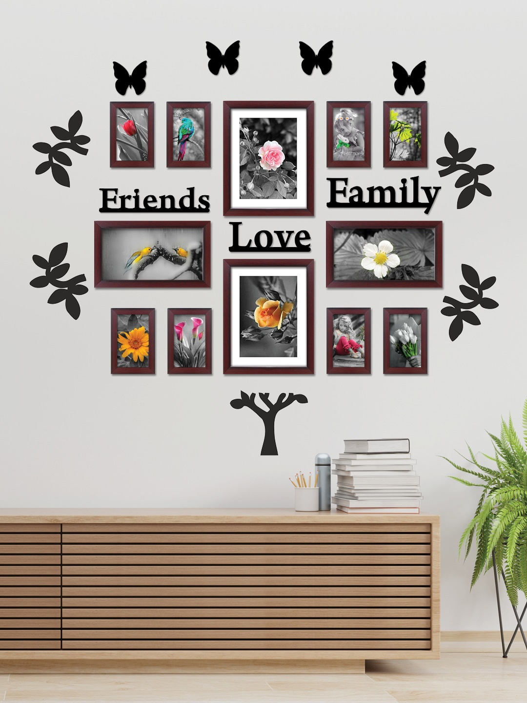 

RANDOM 12-Pcs Brown Photo Frames With Plaque