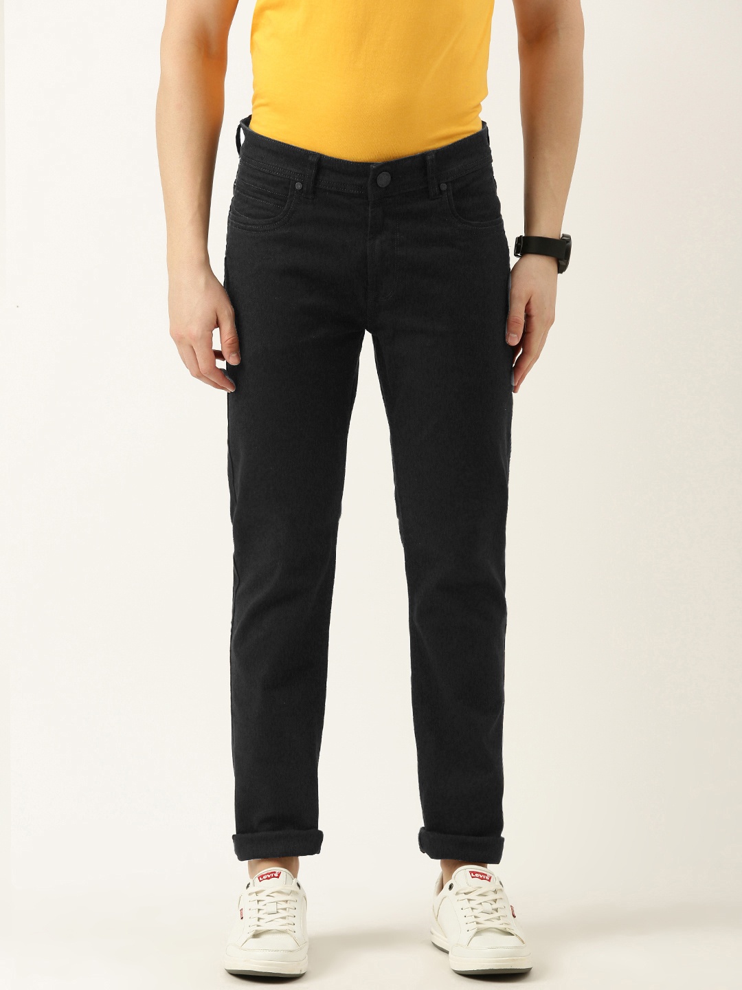 

Peter England Casuals Men Tapered Fit Jeans, Black