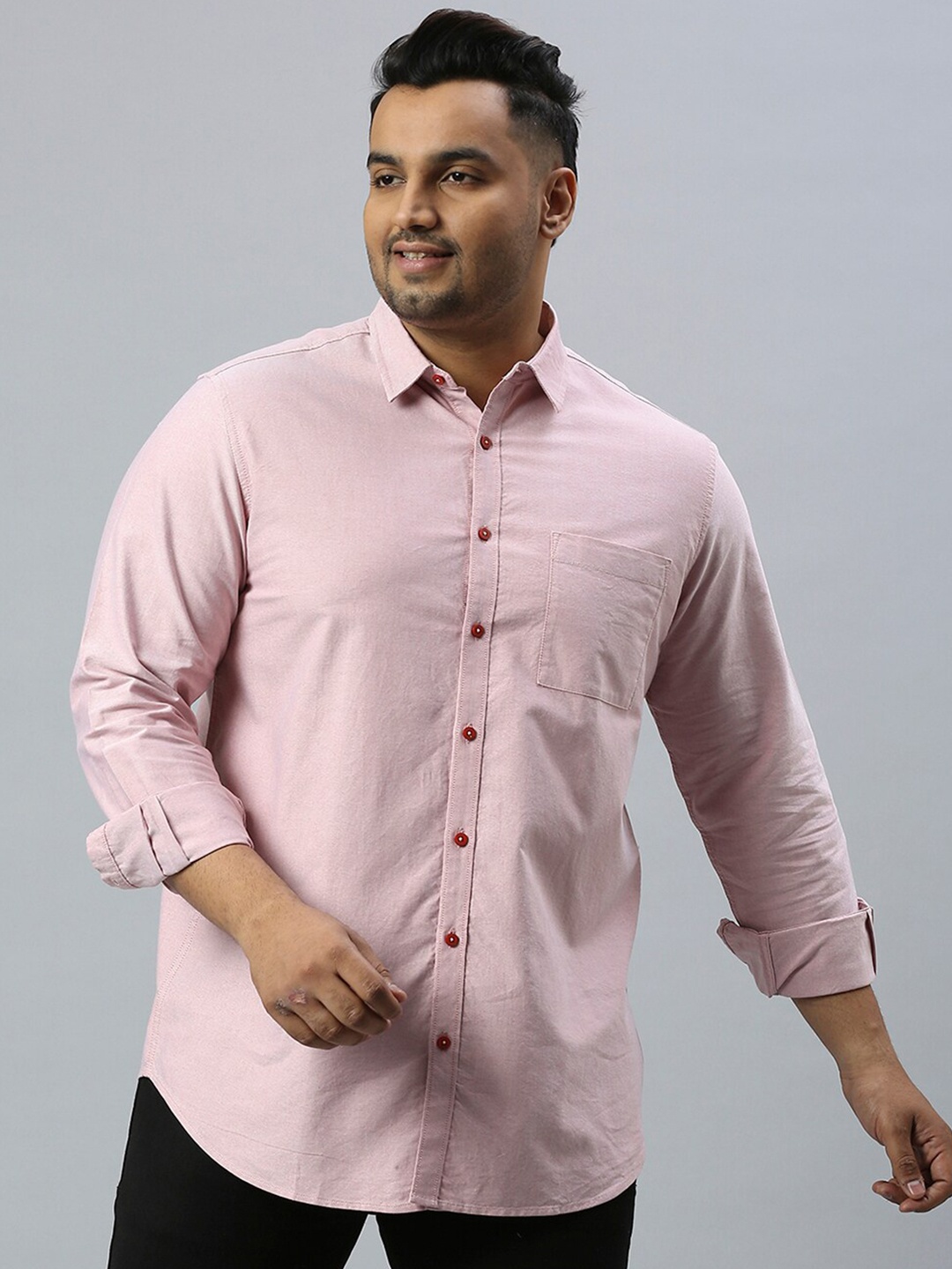 

Sztori Plus Size Classic Pure Cotton Casual Shirt, Red