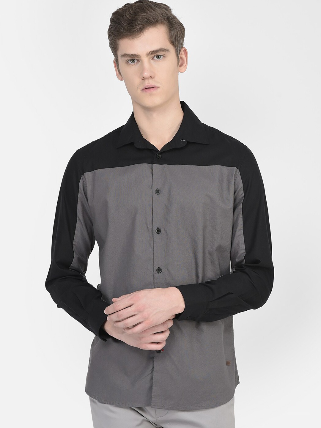 

Crimsoune Club Slim Fit Opaque Casual Shirt, Grey