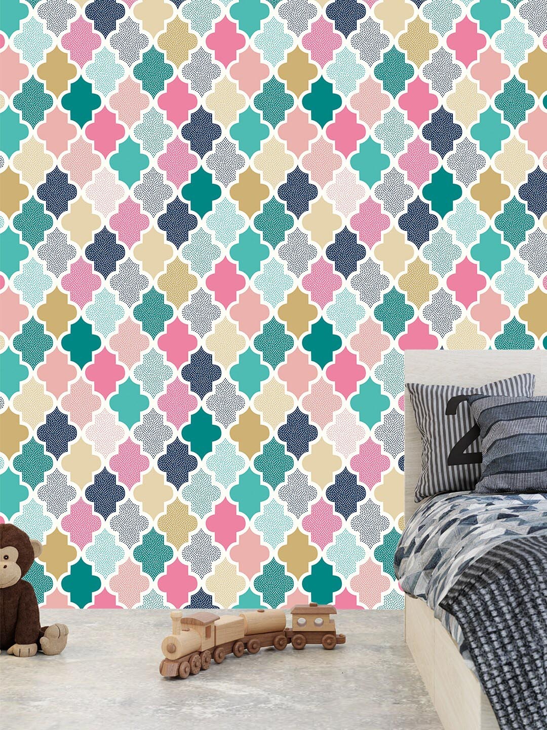 

PAPER PLANE DESIGN Green & Pink Printed Waterproof Wallpaper