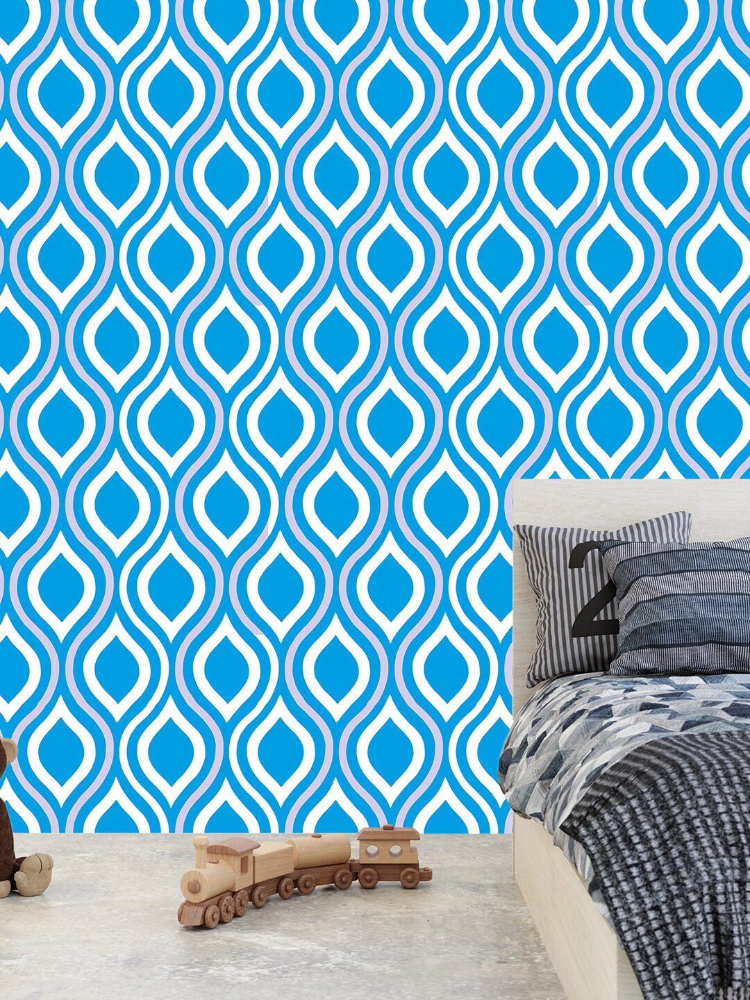 

PAPER PLANE DESIGN Blue & White Printed Waterproof Wallpaper