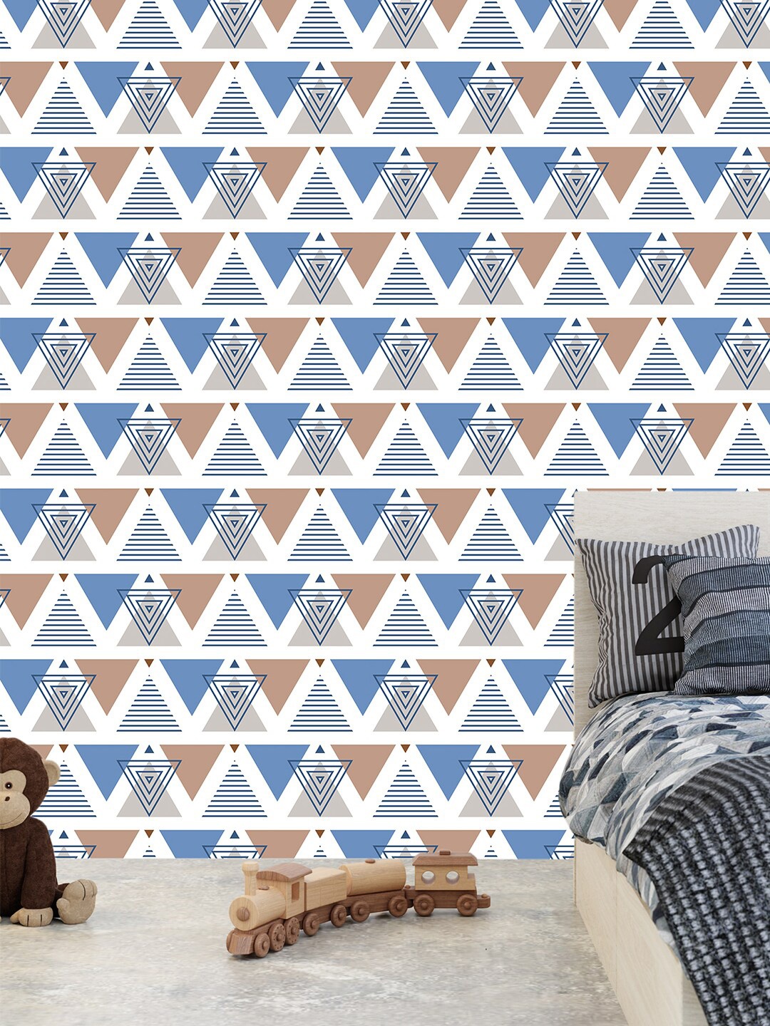 

PAPER PLANE DESIGN Blue & Brown Geometric Printed Wallpaper