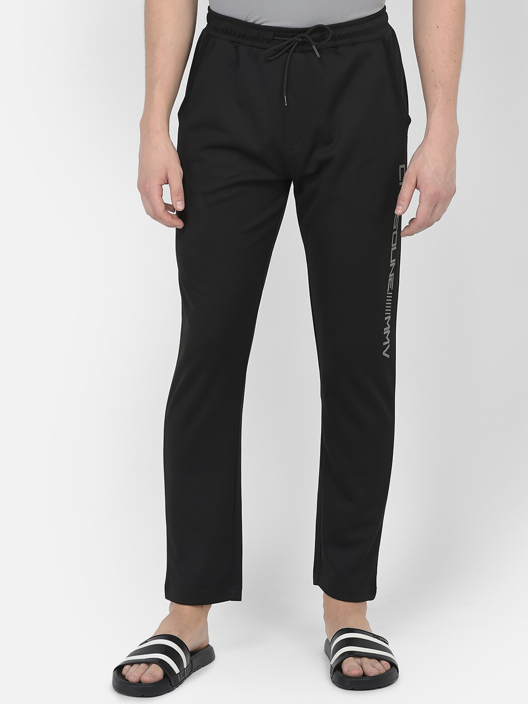

Crimsoune Club Men Typography Printed Track Pants, Black