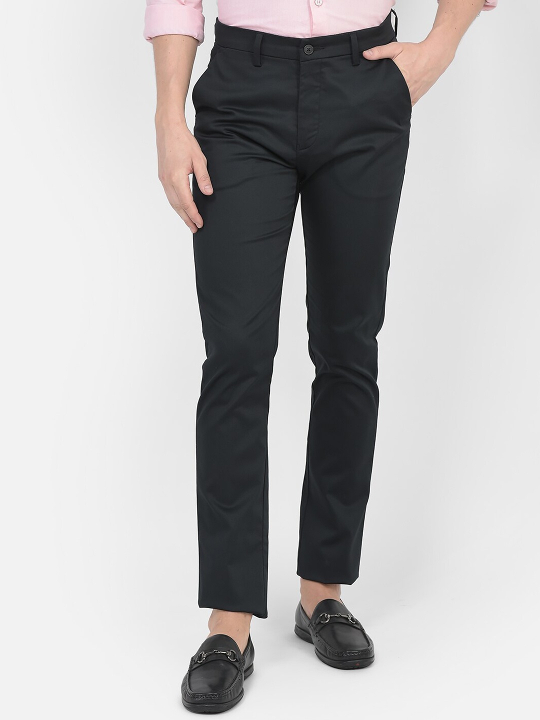 

Crimsoune Club Men Mid-Rise Slim Fit Chinos Trousers, Black