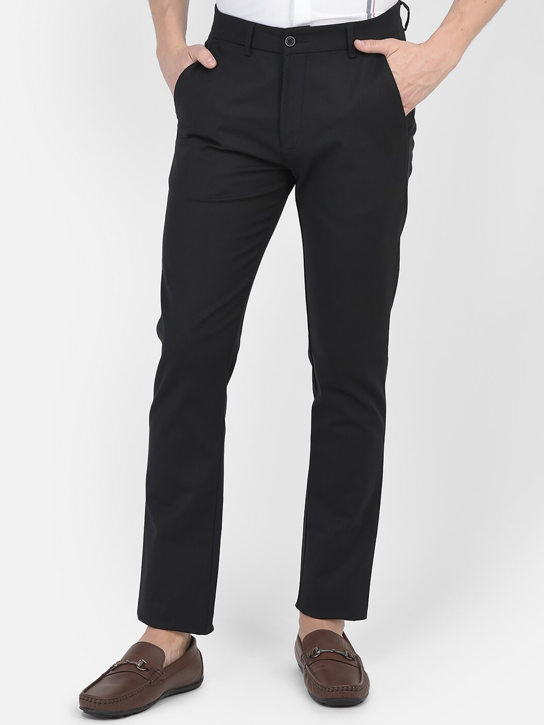 

Crimsoune Club Men Slim Fit Chinos Trousers, Black