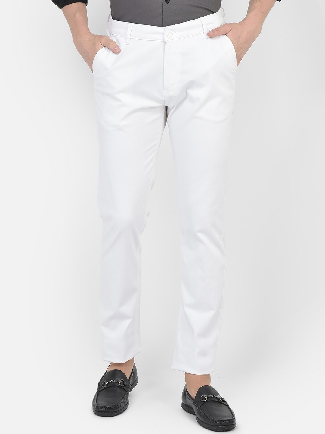 

Crimsoune Club Men Mid-Rise Slim Fit Trousers, White