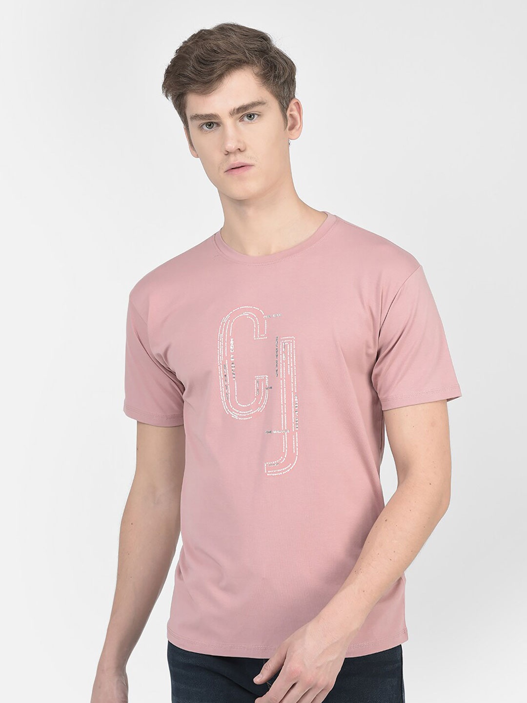 

Crimsoune Club Typography Printed Round Neck T-shirt, Pink